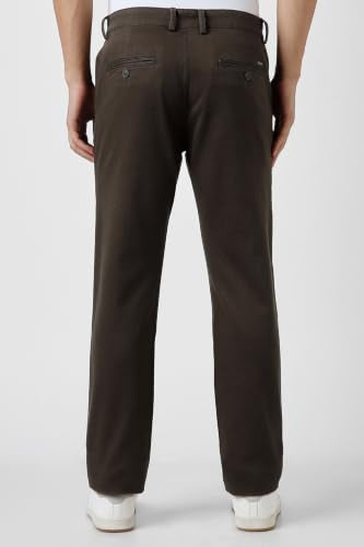 Men Brown Solid Slim Fit Trousers