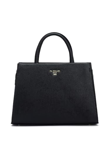 Da Milano Genuine Leather Black Satchel (Small) (01685OL)