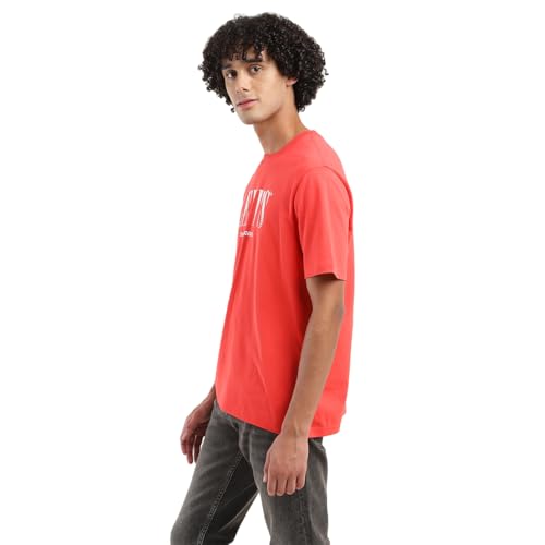 Levi's Men's Geometric Oversized Fit T-Shirt (A7970-0052_Red