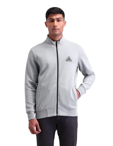 Arrow New York Mens Grey Solid High Neck Long Sleeve Casual Cotton Regular Fit Sweatshirt (ANAISS3929_Grey_XL)