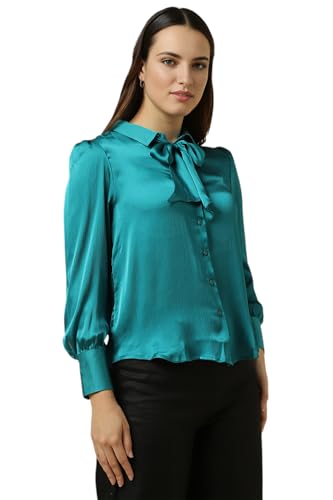 Allen Solly Women Green Textured Long Sleeves Shirt