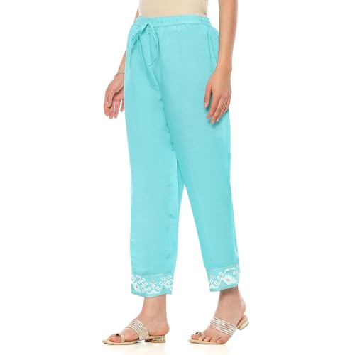 Rangriti Women's Regular 1 Palazzo (SHMRYJMDNI19558AW24AQU_Aqua