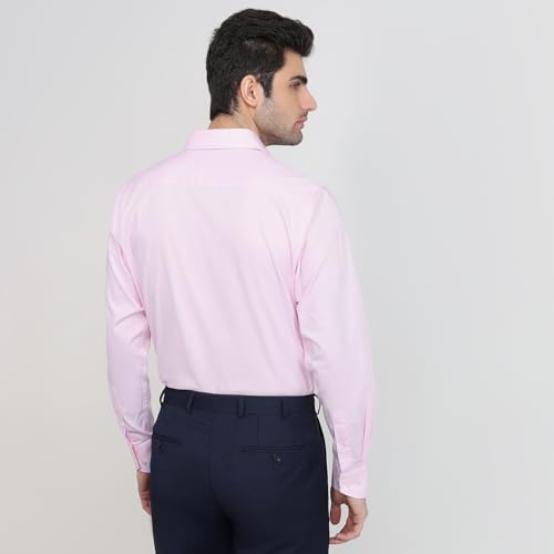 Raymond Red Solid Chambray Pattern Men Long Sleeve Casual Shirt