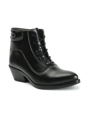 ELLE Women's Fashionable Lace-Up Boots Colour-Black, Size-UK 4