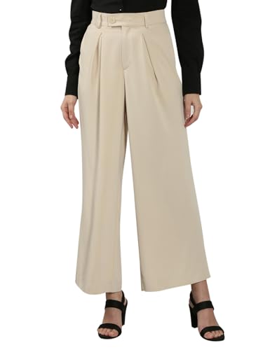 Vero Moda Women's Flared High Rise Beige Pants