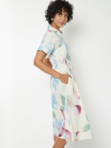 Max Printed A-line Midi Dress (White_XS)