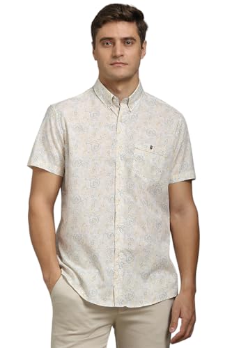 Louis Philippe Men White Slim Fit Print Half Sleeves Casual Shirt
