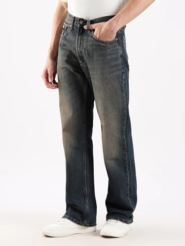 Mid-Wash Flared Fit Mid Rise Jeans