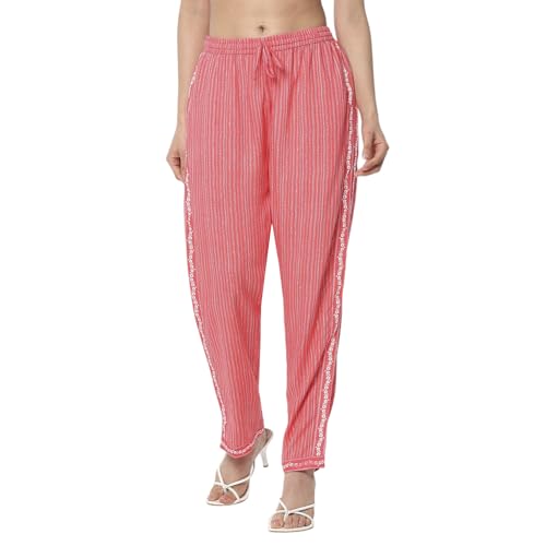 Rangriti Women's Regular Pants (WODWLK22018SS25CRL_Coral