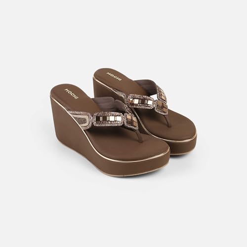 Mochi Women's Open Casual - Slippers with Black Platforms UK/5 EU/38(34-414)