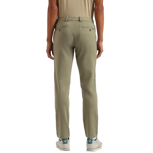 United Colors of Benetton Solid Slim Fit Twill Knit Trousers (Size: 34)-25P4KNTR8012I902 Khaki