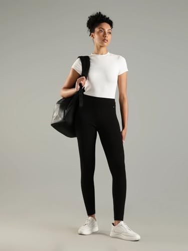Slim Fit Solid Mid Rise Legging Black