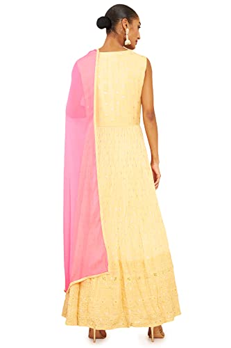 Soch Women Beige Art Silk Embroidered Gown