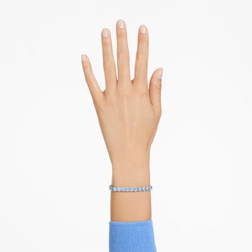 Swarovski Matrix Tennis bracelet, Round cut, Blue, Rhodium plated