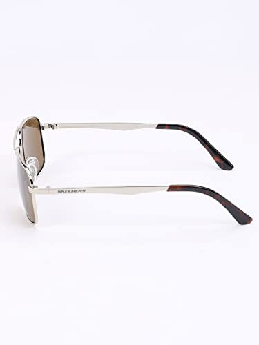 Skechers Men Aviator Silver Polarization Sunglasses, large