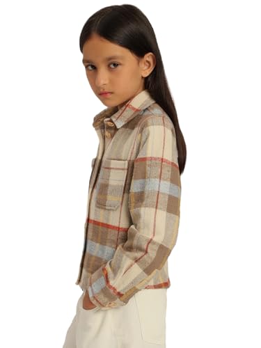 VERO MODA Girl's Checked Regular Fit Brown Shirt