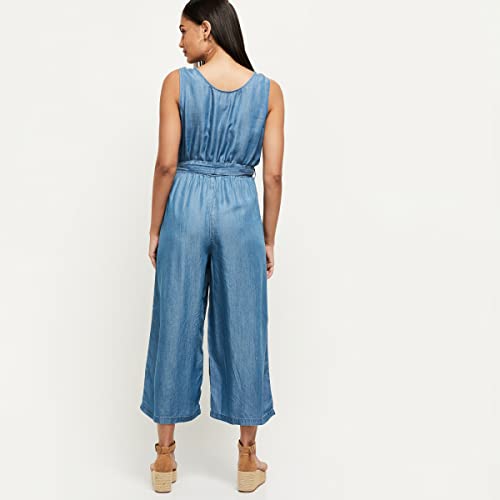 Max Women's Cotton A-Line Midi Jumpsuits (OLIVE2DIMG_Mid Blue1_L)