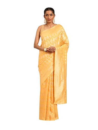 MOHEY Women's Yellow Art Silk Zari Weave Saree (YELLOW)