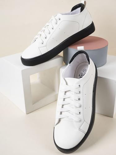 Carlton London Women White-Black Comfortable Lace-Up Snakeer with Heels, for for Casual, Walking & Daily Use (38)