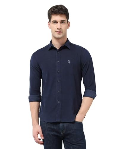 U.S. Polo Assn. Denim Co. Men's Corduroy Regular Fit Shirt (UDSHT1890_Navy_46)