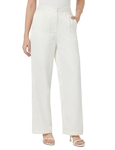 U.S. POLO ASSN. High Rise Wide Leg Trousers (UWAW24TRO118_White_36)