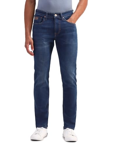 U.S. POLO ASSN. Mens Brandon Slim Tapered Tinted Wash Jeans (UDJENO1890_Blue_36)
