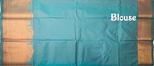 VFCollections Women's Traditional Handloom Kanchipuram Silk Pure Pattu Sarees – Peacock Border | Rich Zari Woven Design | Bridal Saree | Unstitched Blouse (VFC695-4)
