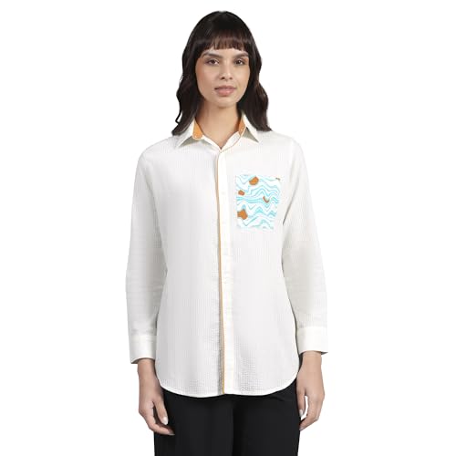 Skechers Women Oversized Printed Shirt White Top
