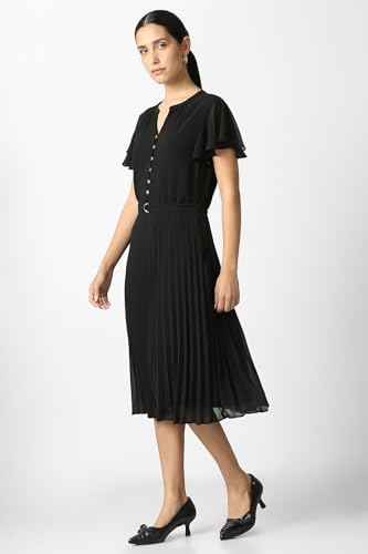 Women Black Solid Party Dress