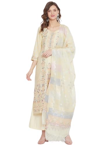 AFSA Organic Cotton Woven Design Women Unstitched Dress Material With Dupatta For Summer Wear