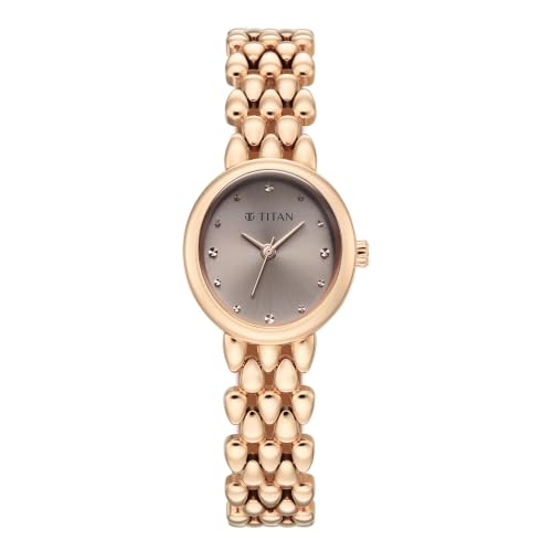 Titan Serein Quartz Analog 3Hands Display Light Rose Gold Dial Rose Gold Metal Strap Watch for Women - 95386WM01