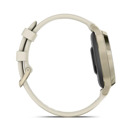 Wearable4U Garmin Lily 2 Active, Lunar Gold with Bone Silicone Band, Small and Stylish Smartwatch, Built-in GPS, Hidden Display, Patterned Lens, Up to 9 Days Battery Life Power Bank Bundle