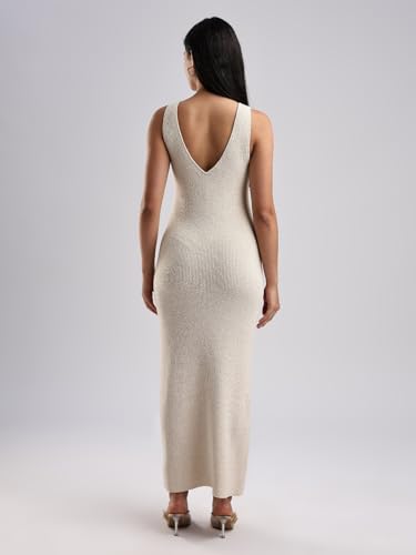 Calvin Klein Jeans Women's Polyester A-Line Ankle Length Casual Dress (47B363G100_Summer Sand