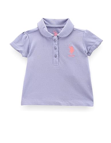 U.S. Polo Assn. Kids Kids Regular fit Girls Cotton Solid Short Sleeves Polo T-Shirts (UGTSH0305_Purple_9-10Y)