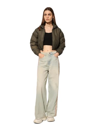ONLY Women's Solid Regular Fit Olive Jacket