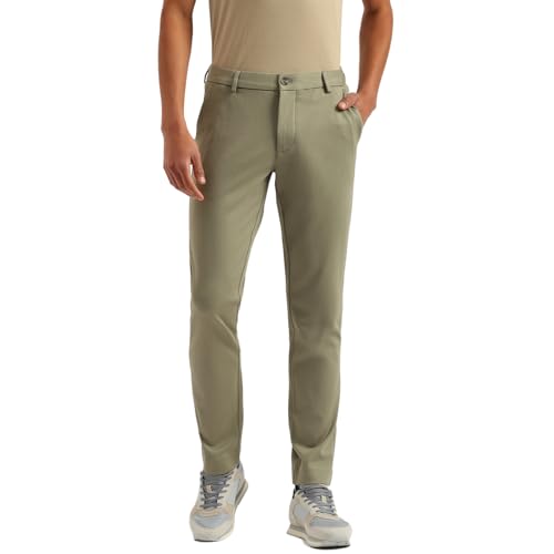 United Colors of Benetton Solid Slim Fit Twill Knit Trousers (Size: 34)-25P4KNTR8012I902 Khaki