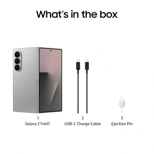 Samsung Galaxy Z Fold7 5G Mobile with Galaxy AI (Silver Shadow, 12GB RAM, 256GB Storage), Ultra Sleek Design with 200MP Camera, Ultra-Smooth Gaming with Powerful Snapdragon 8 Elite, Google Gemini