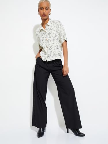 Max Alaya F X URB_N Women Printed Boxy Fit Shirt (Off White_XL)