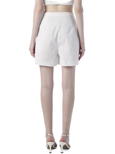 ONLY Women's Embroidered Flared Fit High-Rise White Skorts
