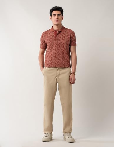 Arrow Sports Men's Floral Regular Fit Polo Shirt (ASAJTS3466_Rust