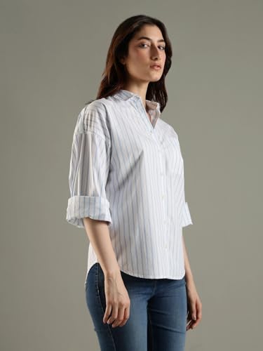 Tommy Hilfiger Striped Relaxed Fit Cotton Shirt Light-Blue