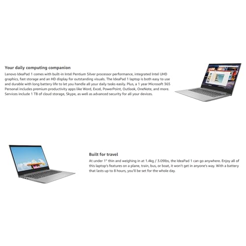 Lenovo 14 IdeaPad Laptop • Intel Quad-Core Processor • Microsoft 365 • Copilot AI • 14" Anti-Glare Display • 4GB RAM • 2TB Storage(1TB SSD+1TB OneDrive) • Windows 11 Pro • w/WOWPC Recovery USB