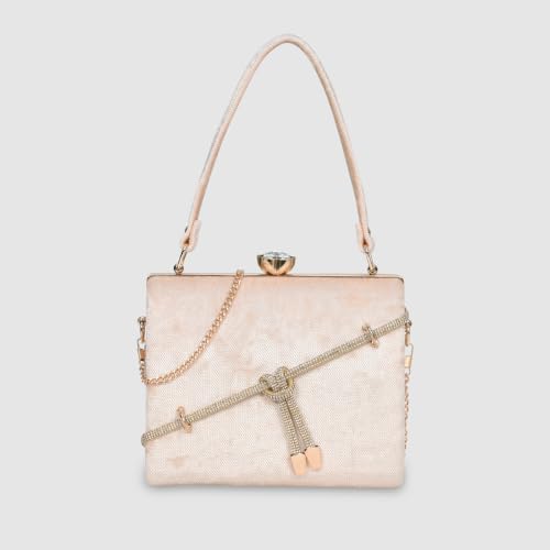 ESBEDA Rosegold Color Crystal Belt Top Handle Clutch
