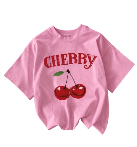 Jawdrobe Cotton Blend Oversized Fit Half Sleeve Printed Round Neck T-Shirt for Women (Tshirt-Cherry-Pink-s)