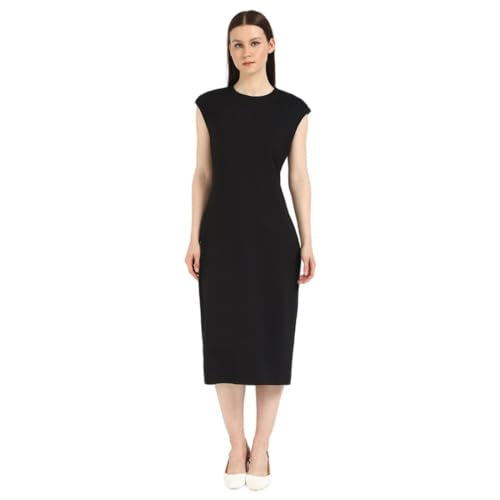 Calvin Klein Jeans Women's Viscose Sheath Below The Knee Casual Dress (44B012G001_Black
