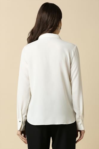 Allen Solly Women Cream Solid Long Sleeves Shirt