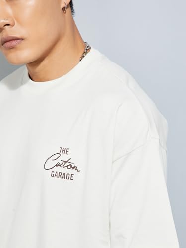 Max URB_N Men Printed Boxy Fit T-Shirt (White_L)