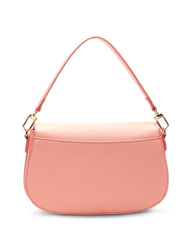 Anne Klein Saddle Shoulder Bag with Logo Web Strap, Mellow Peach, Mellow Peach, Medium