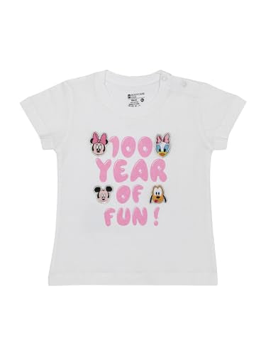 BODYCARE Disney Minnie & Friends Girls White T-Shirt with Fun Minnie Mouse Print, Soft Cotton for All-Day Comfort, Perfect for Casual Wear and Outdoor Activities