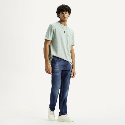 Levi's Men's Dark Indigo Slim Straight Fit Mid Rise Jeans, 004B5-0000, 34
